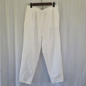 Eileen Fisher White Organic Linen Pull on Pants